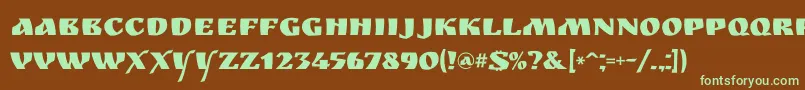 Ruslandisplay Font – Green Fonts on Brown Background