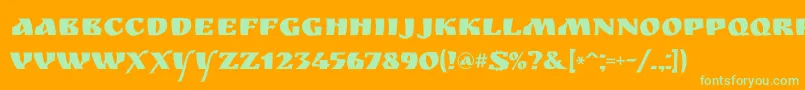 Подробнее о шрифте Ruslandisplay Шрифт Ruslandisplay – зелёные шрифты на оранжевом фоне