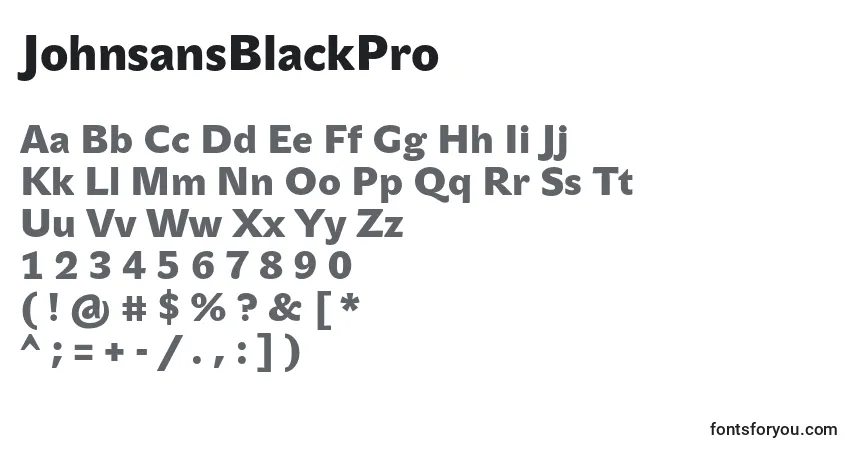 Schriftart JohnsansBlackPro – Alphabet, Zahlen, spezielle Symbole