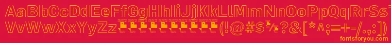 LaPejinaFontPersonalUse-Schriftart – Orangefarbene Schriften auf rotem Hintergrund