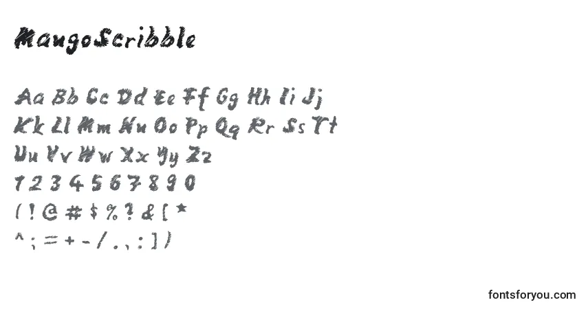 A fonte MangoScribble – alfabeto, números, caracteres especiais
