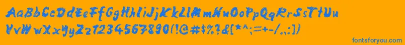 MangoScribble-Schriftart – Blaue Schriften auf orangefarbenem Hintergrund