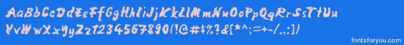 フォントMangoScribble – ピンクの文字、青い背景