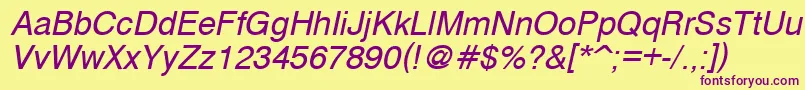 CyrveticaOblique Font – Purple Fonts on Yellow Background