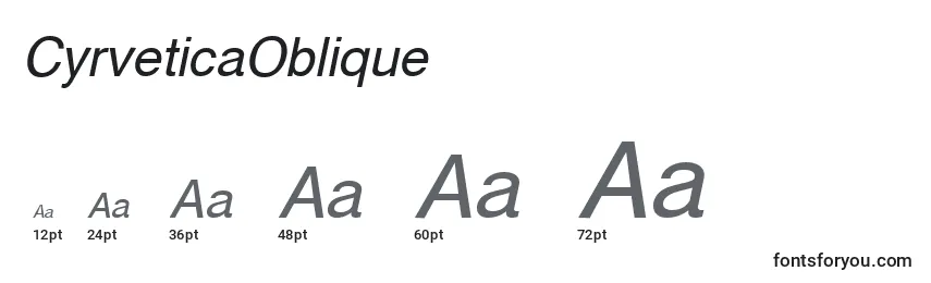 Размеры шрифта CyrveticaOblique