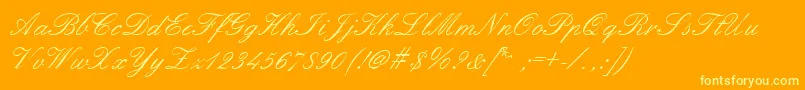 Embellish-Schriftart – Gelbe Schriften auf orangefarbenem Hintergrund