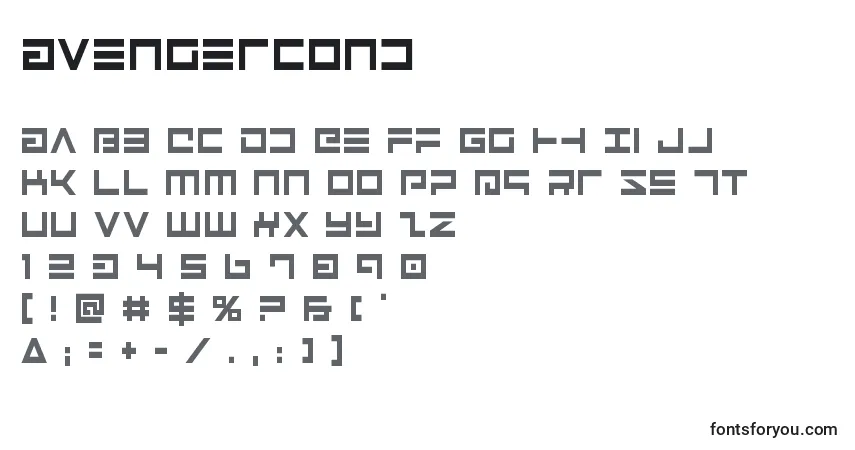 Schriftart Avengercond – Alphabet, Zahlen, spezielle Symbole