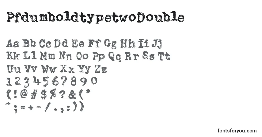 Czcionka PfdumboldtypetwoDouble – alfabet, cyfry, specjalne znaki