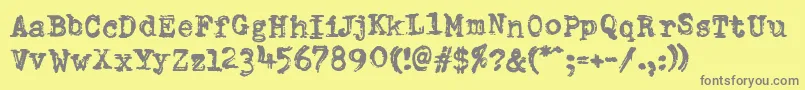 フォントPfdumboldtypetwoDouble – 黄色の背景に灰色の文字