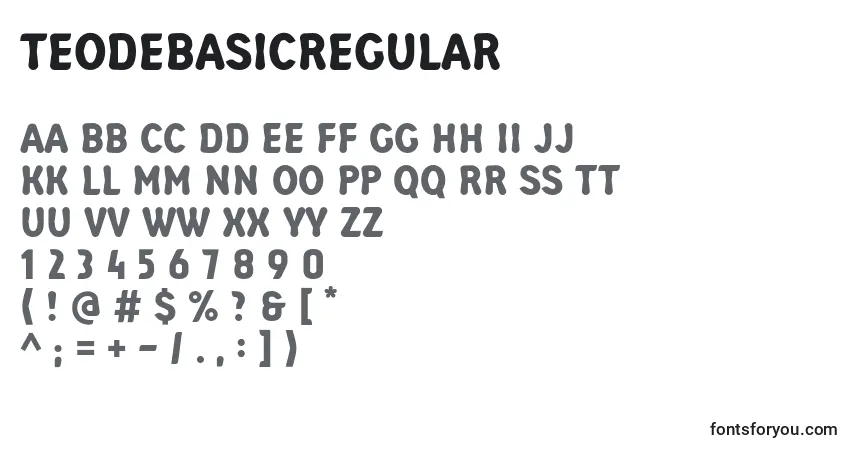 Schriftart TeodebasicRegular – Alphabet, Zahlen, spezielle Symbole
