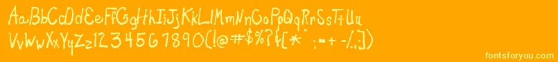 New Toy-Schriftart – Gelbe Schriften auf orangefarbenem Hintergrund