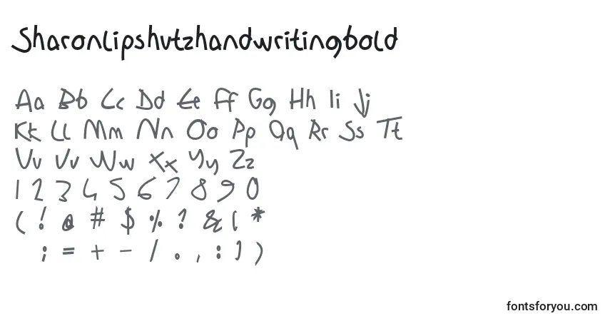 A fonte Sharonlipshutzhandwritingbold – alfabeto, números, caracteres especiais