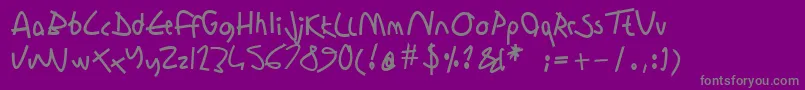 Sharonlipshutzhandwritingbold-Schriftart – Graue Schriften auf violettem Hintergrund