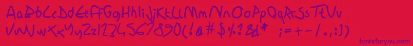 フォントSharonlipshutzhandwritingbold – 赤い背景に紫のフォント
