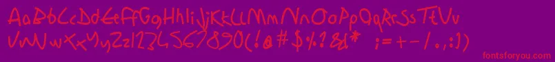 Sharonlipshutzhandwritingbold Font – Red Fonts on Purple Background