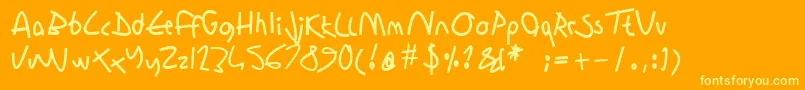 フォントSharonlipshutzhandwritingbold – オレンジの背景に黄色の文字