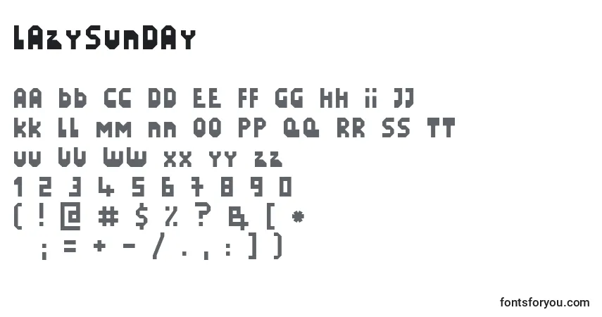 Czcionka LazySunday – alfabet, cyfry, specjalne znaki