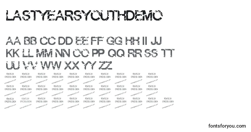 LastYearsYouthDemo-fontti – aakkoset, numerot, erikoismerkit