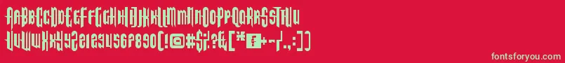 フォントTheendofdays – 赤い背景に緑の文字