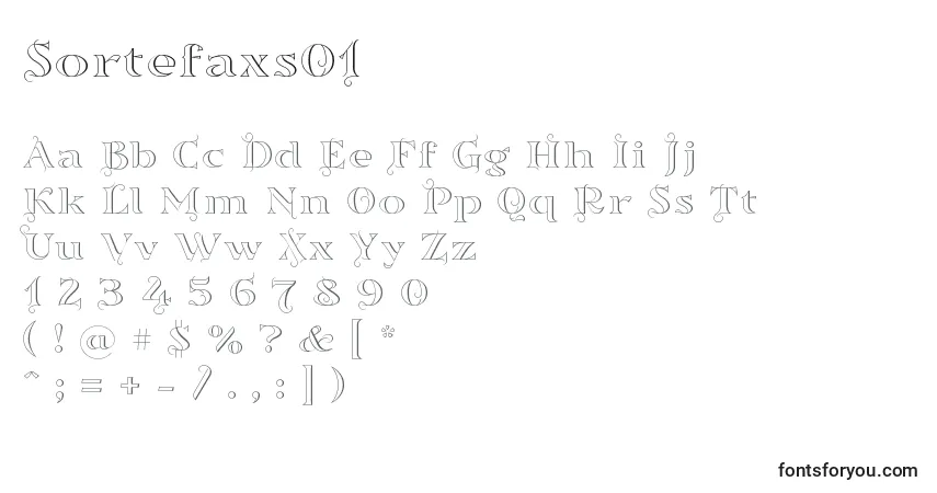 Sortefaxs01-fontti – aakkoset, numerot, erikoismerkit