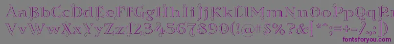 Sortefaxs01-fontti – violetit fontit harmaalla taustalla