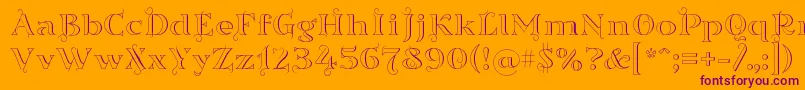 Sortefaxs01-Schriftart – Violette Schriften auf orangefarbenem Hintergrund