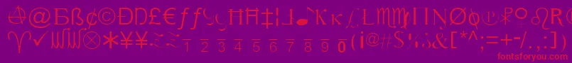 フォントXcryptv2l – 紫の背景に赤い文字