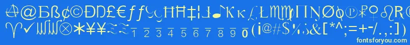 フォントXcryptv2l – 黄色の文字、青い背景