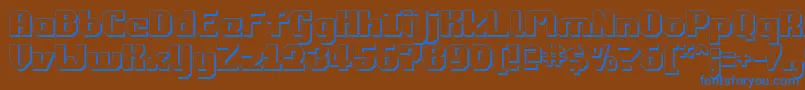 Commonv23D-Schriftart – Blaue Schriften auf braunem Hintergrund