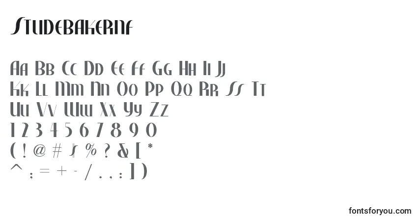 Шрифт Studebakernf – алфавит, цифры, специальные символы