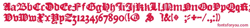 フォントDkCourant – 白い背景に赤い文字