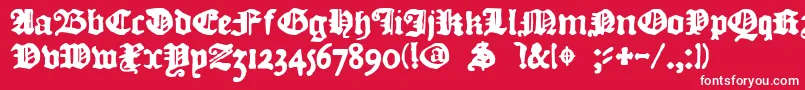 フォントDkCourant – 赤い背景に白い文字