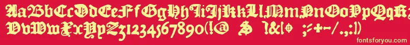 フォントDkCourant – 黄色の文字、赤い背景