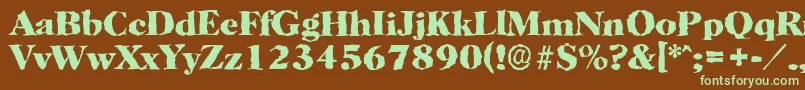 フォントHorshamrandomXboldRegular – 緑色の文字が茶色の背景にあります。