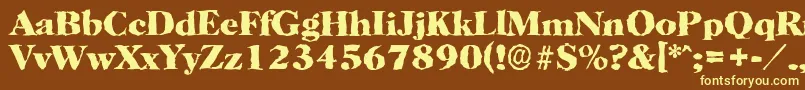 HorshamrandomXboldRegular-fontti – keltaiset fontit ruskealla taustalla