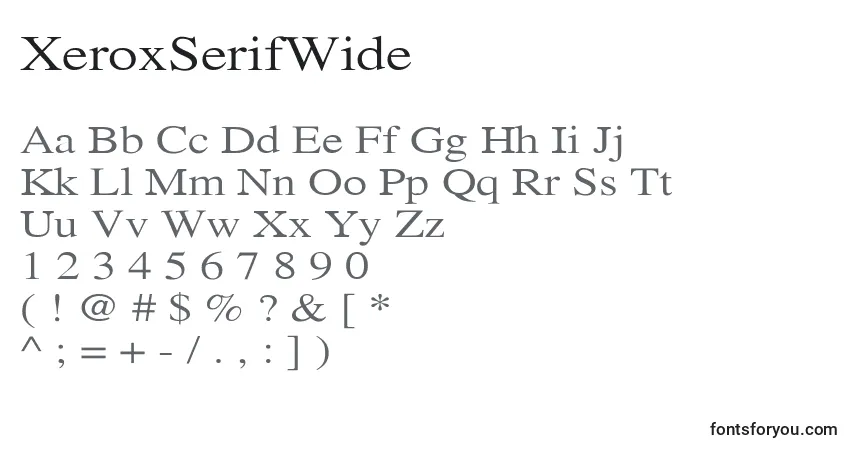 Czcionka XeroxSerifWide – alfabet, cyfry, specjalne znaki