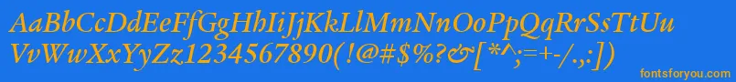 LegacySerifMdItcTtMedita Font – Orange Fonts on Blue Background