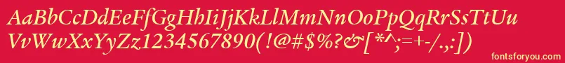 LegacySerifMdItcTtMedita Font – Yellow Fonts on Red Background