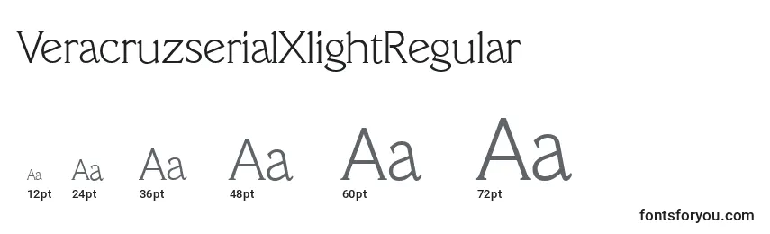 Размеры шрифта VeracruzserialXlightRegular