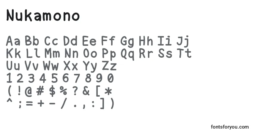 Fuente Nukamono - alfabeto, números, caracteres especiales