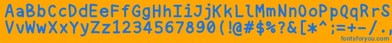 Nukamono-Schriftart – Blaue Schriften auf orangefarbenem Hintergrund