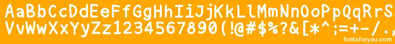 Nukamono-Schriftart – Weiße Schriften auf orangefarbenem Hintergrund
