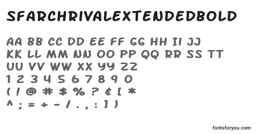 Schriftart SfArchRivalExtendedBold – Alphabet, Zahlen, spezielle Symbole