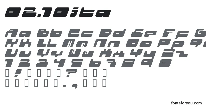 Czcionka 02.10ita – alfabet, cyfry, specjalne znaki