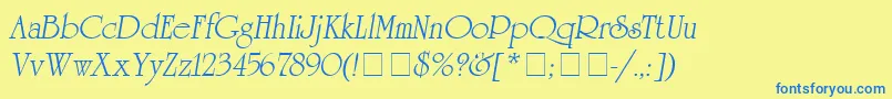 AguniversitycyrMedium Font – Blue Fonts on Yellow Background