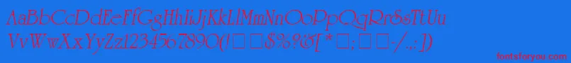 AguniversitycyrMedium-Schriftart – Rote Schriften auf blauem Hintergrund