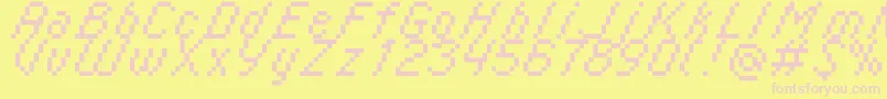 Italic0855-fontti – vaaleanpunaiset fontit keltaisella taustalla