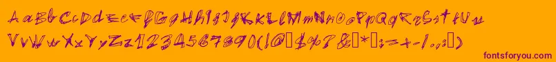 EgidovalHandstyle1-fontti – violetit fontit oranssilla taustalla