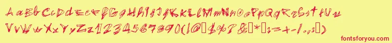 EgidovalHandstyle1 Font – Red Fonts on Yellow Background