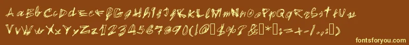 EgidovalHandstyle1-fontti – keltaiset fontit ruskealla taustalla